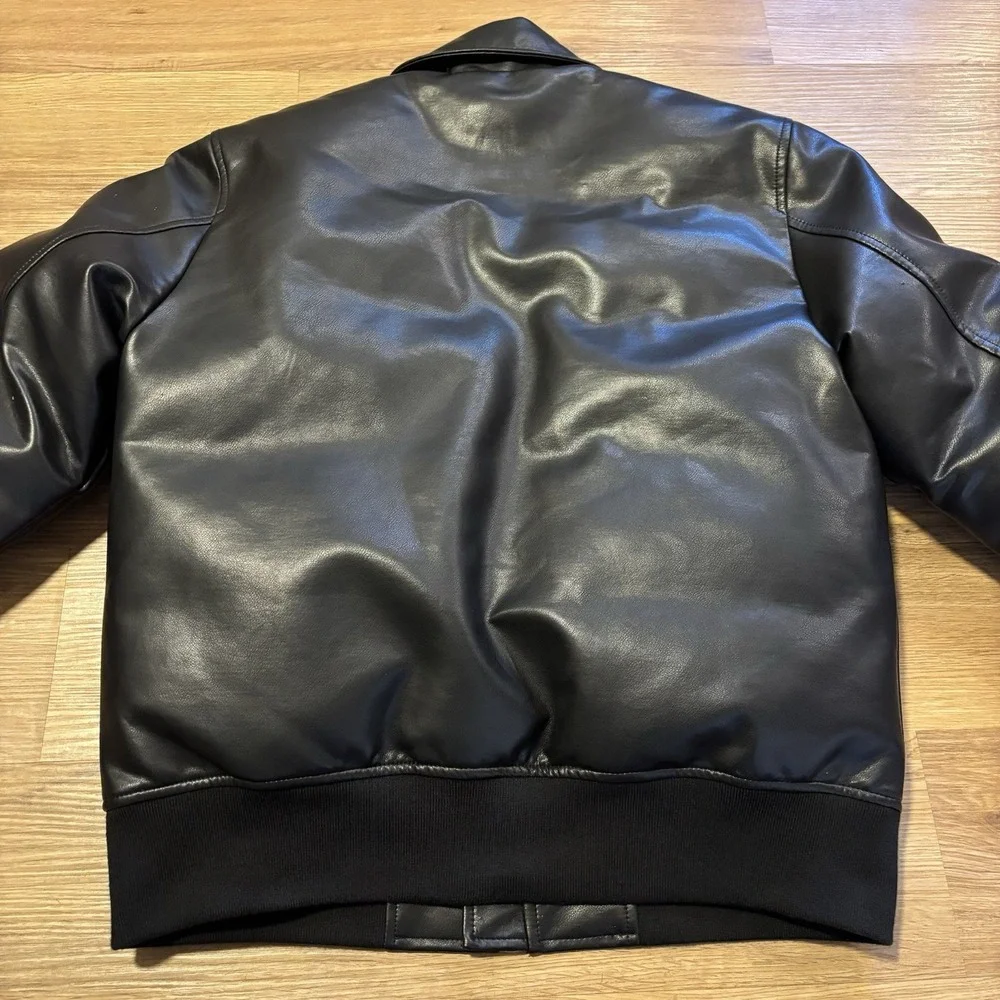 Robert Graham SAMPLE Bomber Jacket Men's M Black Faux Leather Fall 2024 RGF24R19
